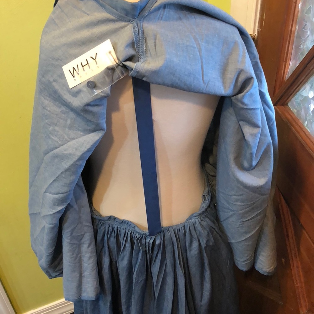 Denim high low. Chambray Cape dress SALE - Picture 6 of 7